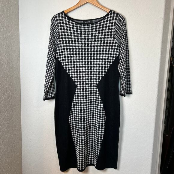 Nine West Houndstooth‎ Black and White Dress Size XL NEW - Picture 2 of 9